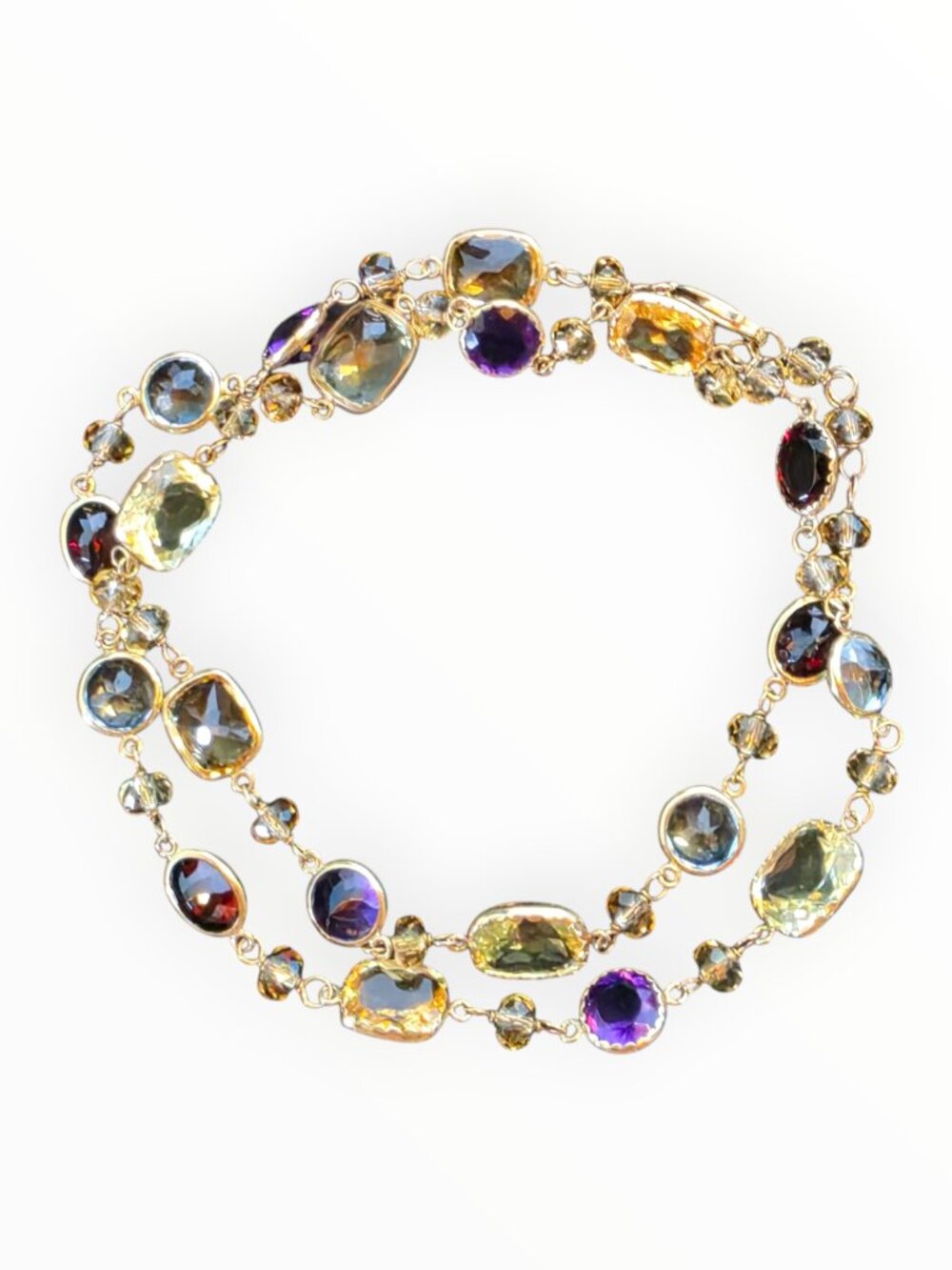 Vintage Stuller 14K Gold Multi-Gemstone Statement Necklace